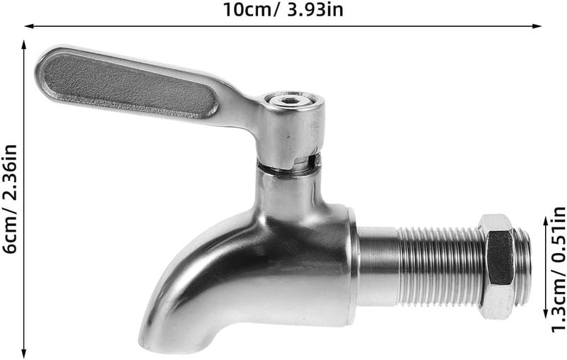 Spigot for Beverage Dispenser - Stainless Steel Drink Spigot - Replacement Water Dispenser Faucet - Fits 16mm (5/8 inch) Opening - Easy Spout for Tea, Juice Milk Wine Beer - Image 2