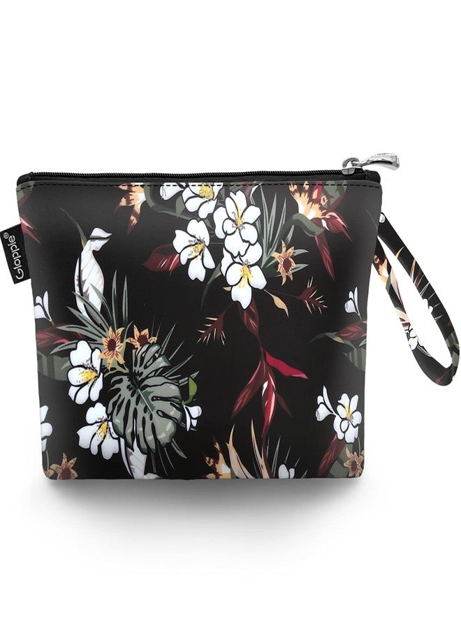 Gloppie Makeup Bag Small Cosmetic Bag for Purse Portable Travel Makeup Pouch for Women White Flower - Image 1