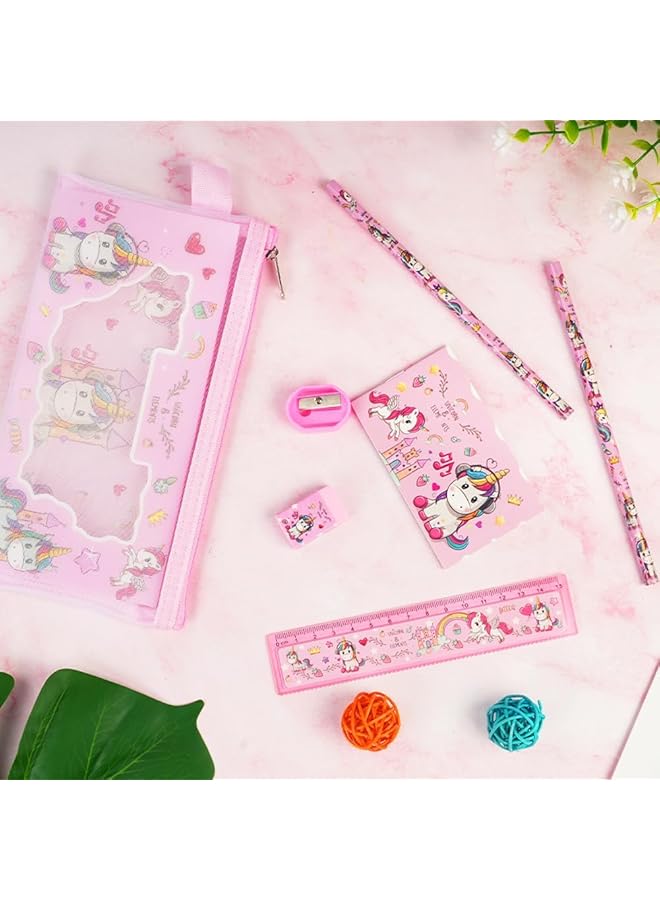 erorex Unicorn Stationary Set Kids Stationery Gifts Set Unicorn Gift Unicorn Stationery Sets For Girls And Boys Includes 2Pcs Pencil Rulers Eraser Pencil Sharpener And Notebook - Image 3