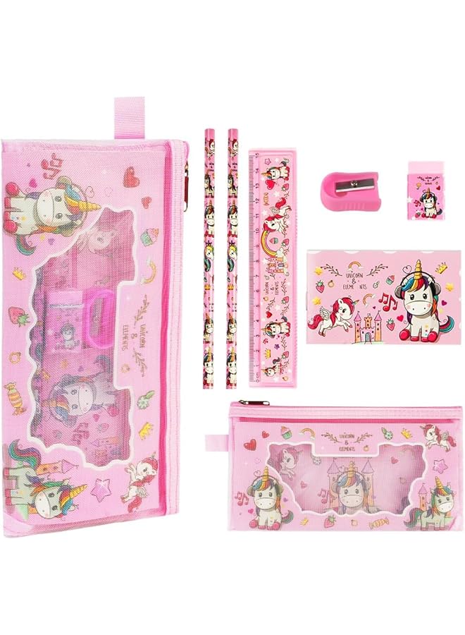 erorex Unicorn Stationary Set Kids Stationery Gifts Set Unicorn Gift Unicorn Stationery Sets For Girls And Boys Includes 2Pcs Pencil Rulers Eraser Pencil Sharpener And Notebook - Image 1