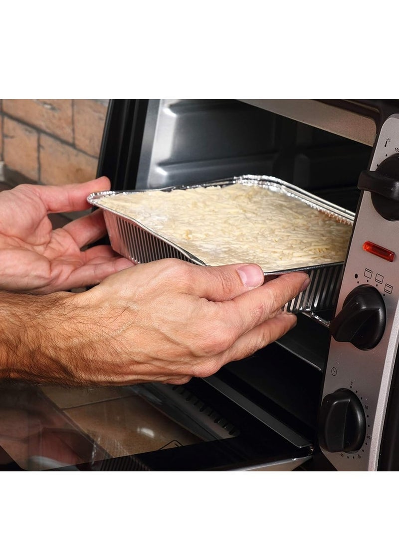 50 PCS  Aluminum Pan Disposable with Flat Board Lid Rectangular Tin Foil Pans Perfect for Reheating, Baking, Roasting, Meal Prep, to-Go Containers Size 26*20*4cm - Image 3