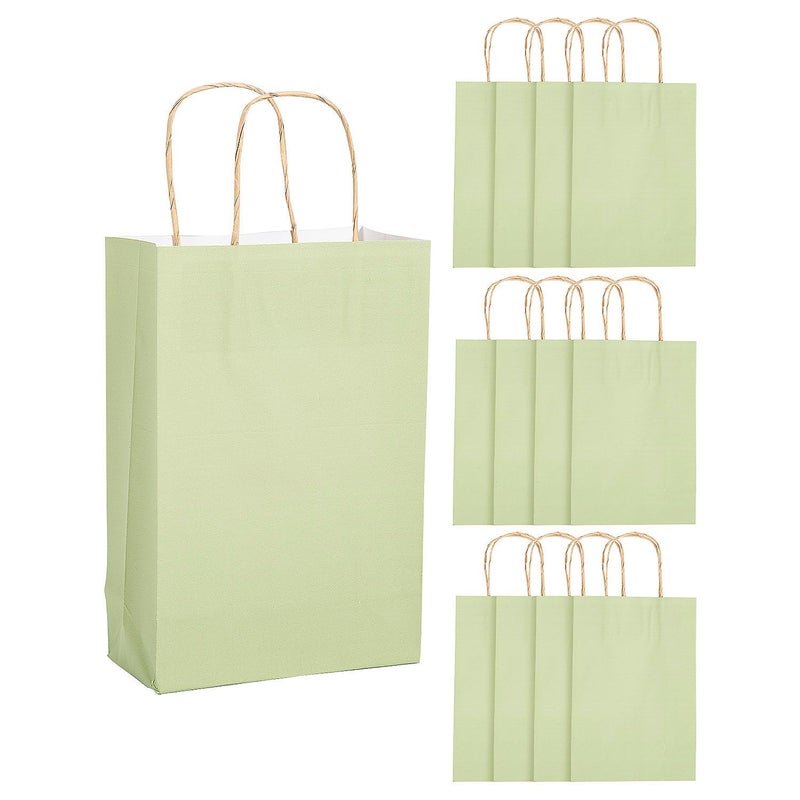 7 x 13 14 Large Sage Green Kraft Paper Gift Bags 12 Piece