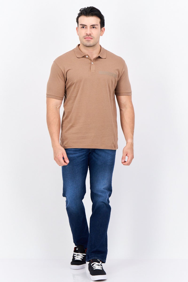 Gazzarrini Men Regular Fit Brand Logo Short Sleeves Polo Shirt, Brown - Image 2