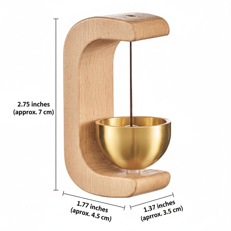 CAVERNSHOP Handmade Wooden Door Bell Chime with Brass Bowl Vintage Shopkeeper Entry Alert Wall Mount for Home Office Store Clear Sound - Image 2