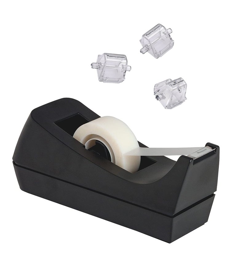 Positive Art Desktop Tape Dispenser, Non-Skid Base - with 3 Extra Tape Dispenser Replacement Core, Perfect for Office, Home, School - Value Pack - Image 1