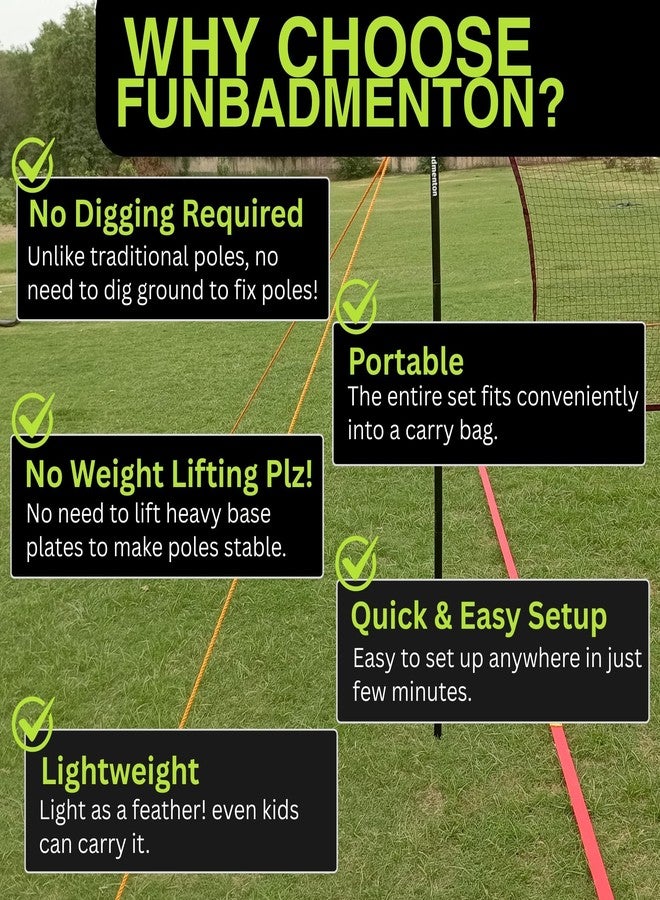 FunBadmenton Badminton Pole Portable for Family, School, Club, Academy, Competition & Tournament, Easy Setup, Easy to Carry, Outdoor - Image 4