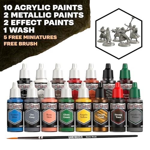 The Army Painter, GameMaster: Adventure Starter Role-playing Paint Set, 15 x 18ml Warpaints Fanatic Acrylic paints, incl. a Brush-On Primer, 5 FREE Miniatures & 1 Brush - For Warhammer & Dnd - Image 5