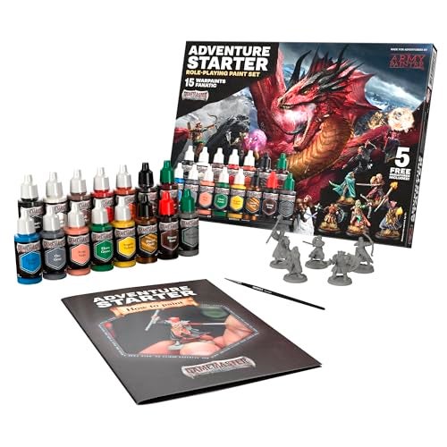 The Army Painter, GameMaster: Adventure Starter Role-playing Paint Set, 15 x 18ml Warpaints Fanatic Acrylic paints, incl. a Brush-On Primer, 5 FREE Miniatures & 1 Brush - For Warhammer & Dnd - Image 2
