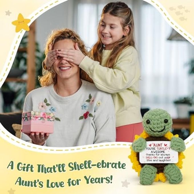 OASSIE Gifts For Aunt Emotional Support Crochet Turtle With Card Mothers Day Birthday Turtle Gifts For Aunts From Niece Nephew, Gift For Aunt, Inspirational Auntie Gift - Image 5