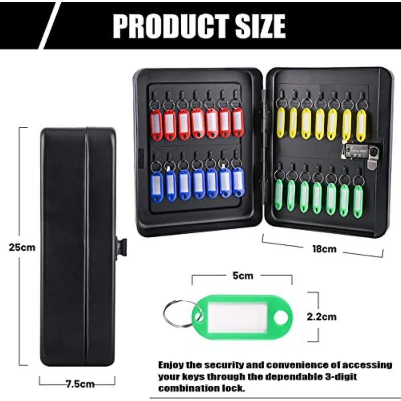 Key Steel Security Cabinet Box, Key Box Wall Mount with Combination Lock, Steel Security Locking Keys Cabinet, Storage Key Lock Box with Code, Key Management Cabinet (Combination Lock - Image 3