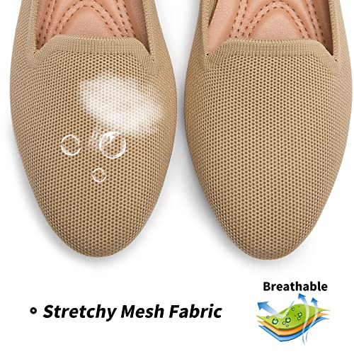 BABUDOG Women's Sparkly Flats Shoes Shiny Mesh Loafers Shoes Soft Memory Foam Flats(Beige.US7) - Image 2