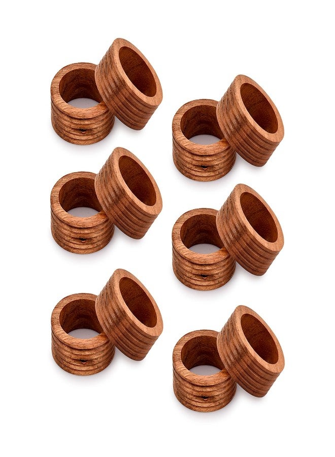 NIRMAN Napkin Ring Acacia Wood Set of 12, Wooden Napkin Rings Artisan Crafted in India, Tabletop Decor - Image 1