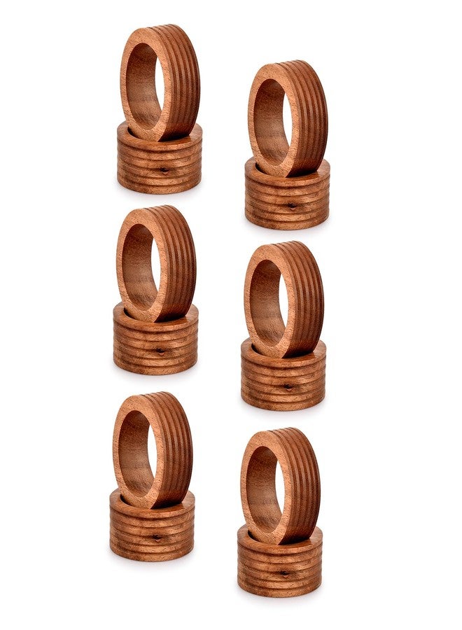 NIRMAN Napkin Ring Acacia Wood Set of 12, Wooden Napkin Rings Artisan Crafted in India, Tabletop Decor - Image 3