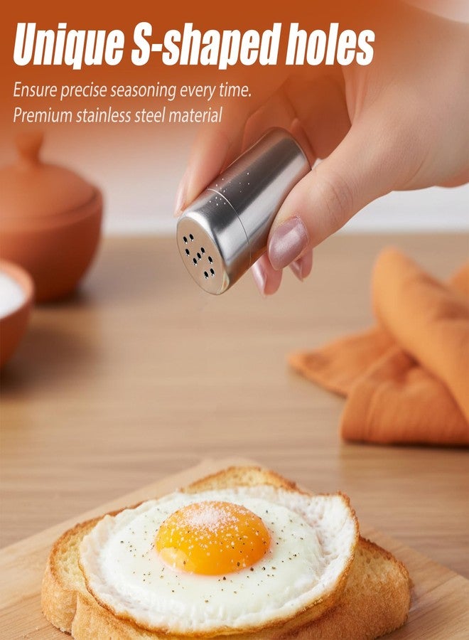 Qulkws 4Pcs Mini Stainless Steel Salt and Pepper Shakers, Portable Spice Containers with Lid Seasoning Dredge Shaker, Moisture Proof, Leak-Proof for Camping, Lunch Box, Kitchen, Picnic (1.9 x 0.98 Inch) - Image 3