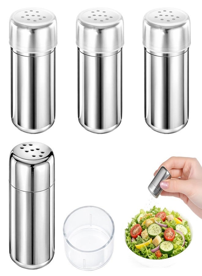 Qulkws 4Pcs Mini Stainless Steel Salt and Pepper Shakers, Portable Spice Containers with Lid Seasoning Dredge Shaker, Moisture Proof, Leak-Proof for Camping, Lunch Box, Kitchen, Picnic (1.9 x 0.98 Inch) - Image 1