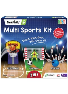 Smartivity Smartivity Multi Sports Kit for Kids 6-12 Year I Basketball, Football & Bowling | Birthday Gifts for Boys & Girls | DIY Science Toy for Kids 6,7,8,9,10,11,12,13,14 YearsI STEM Wooden Construction Game  - Image 1