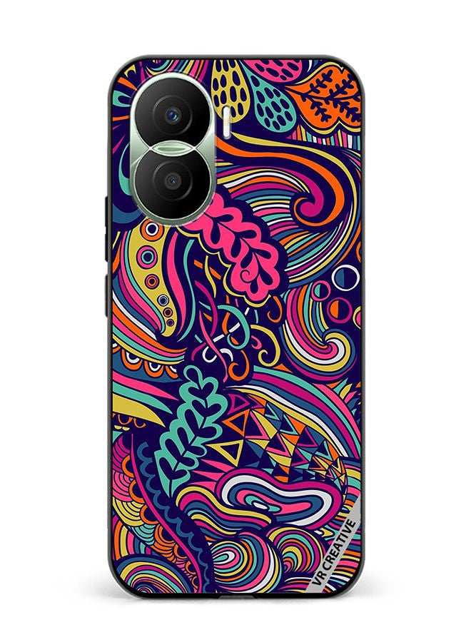VR CREATIVE Protective Case Cover For Honor Play7T Pro Psychedelic Fabric Design  Multicolour - Image 1