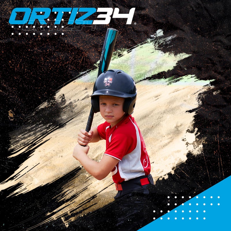 Ortiz34 طقم كرة البيسبول للأطفال Ortiz34 هومرون - مضرب بيسبول ألمنيوم 3 في 1 ديفيد أورتيز، كرة بيسبول، وقفاز بيسبول للشباب (مصنوع للأطفال) (أزرق) - Image 4