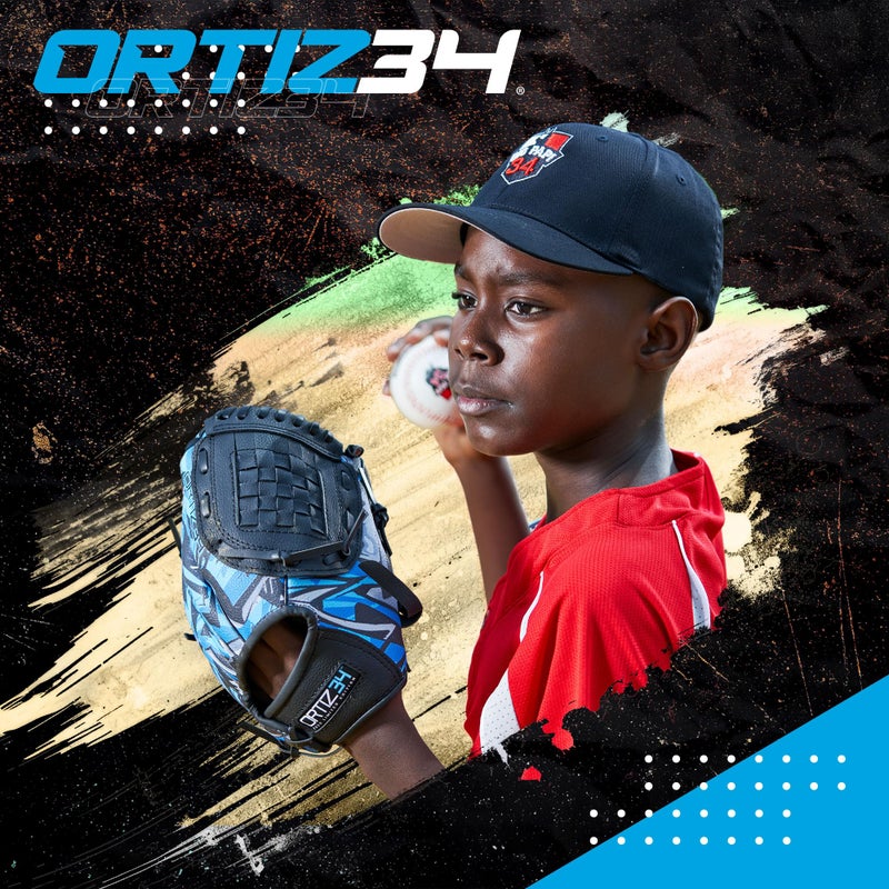 Ortiz34 طقم كرة البيسبول للأطفال Ortiz34 هومرون - مضرب بيسبول ألمنيوم 3 في 1 ديفيد أورتيز، كرة بيسبول، وقفاز بيسبول للشباب (مصنوع للأطفال) (أزرق) - Image 2