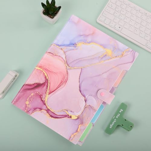 Corslet Expanding File Folder, Aesthetic Folders for School, Accordion File Organizer, Aesthetic Folder with Labels,5 Pockets Important Document Folders (Pink Marble File Folder) - Image 4