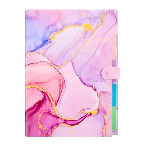 Corslet Expanding File Folder, Aesthetic Folders for School, Accordion File Organizer, Aesthetic Folder with Labels,5 Pockets Important Document Folders (Pink Marble File Folder) - Image 1