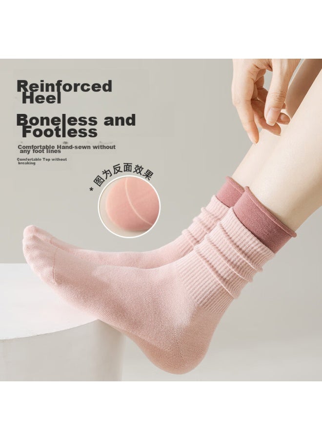 MIIOW Maoren 5-pair Set Women's Socks, Double-loop Long Socks, -style Energetic Contrasting Color Fashion Yoga Sports Socks - Image 4