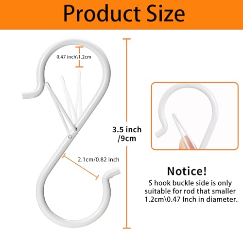 iCafePub 12 PCS S Hooks for Hanging with Safety Buckle, 3.5 inch Heavy Duty Metal S Shaped Hooks Stainless Steel for Hanging Kitchen Utensil, Cups, Pots, Plants, Bags, Hats (White) - Image 3