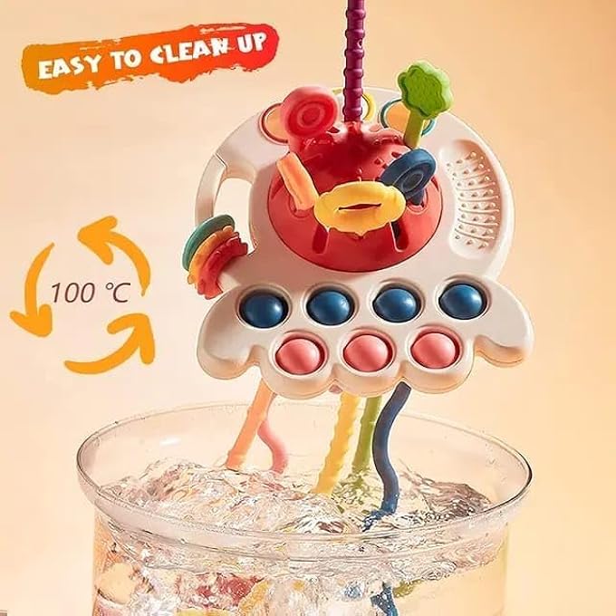 PULL STRING SENSORY ACTIVITY TOY, FINE MOTOR SKILL DEVELOPMENT GEAR, SHAPE MATCHING TRAINING DEVICE, TACTILE EXPLORATION SILICONE TEETHER TOY, EARLY LEARNING BUSY BOARD ALTERNATIVE - Image 3