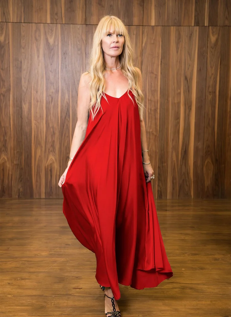 Janara Jones  Red Satin Mariella Dress for Women | Best Price UAE