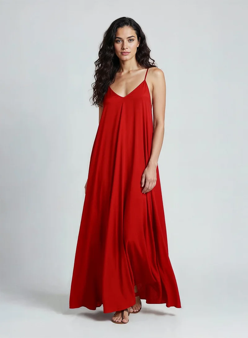 Red Satin Mariella Dress