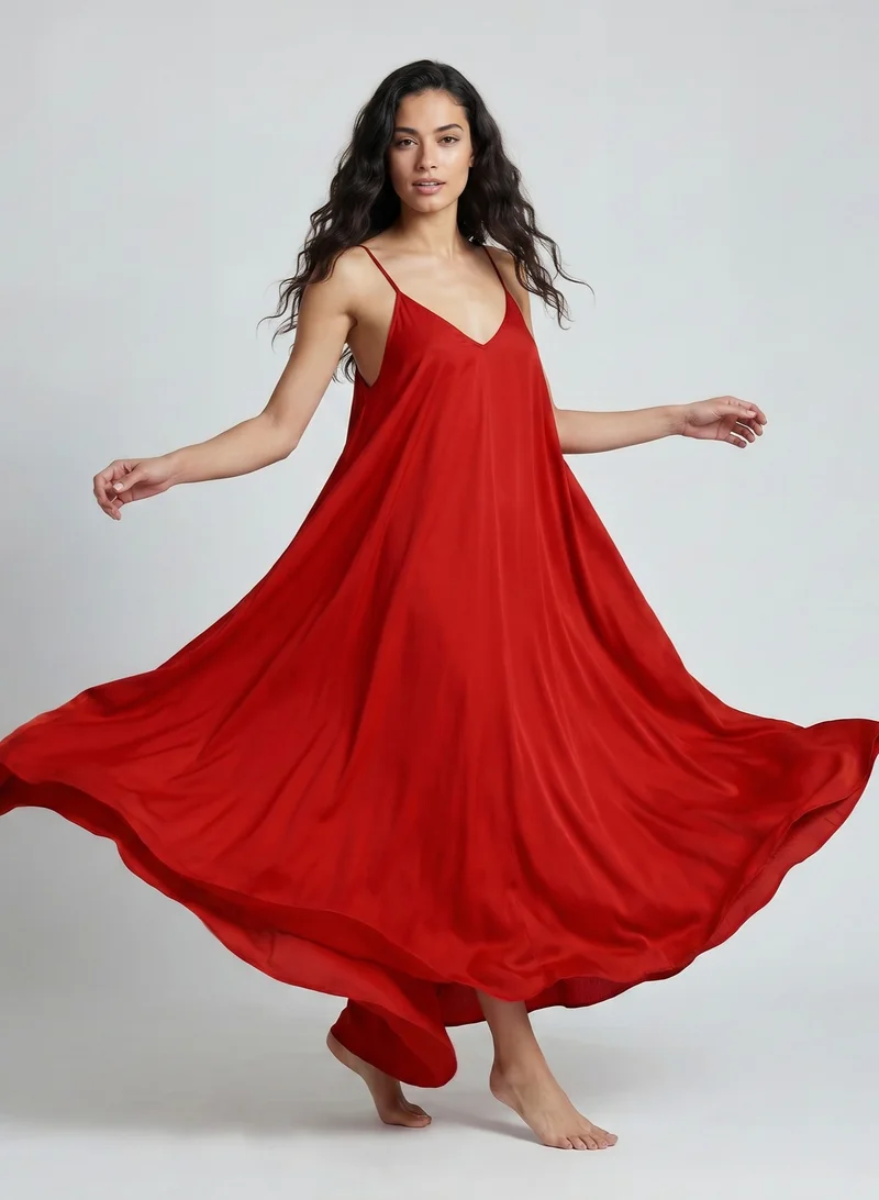 Janara Jones  Red Satin Mariella Dress for Women | Best Price UAE