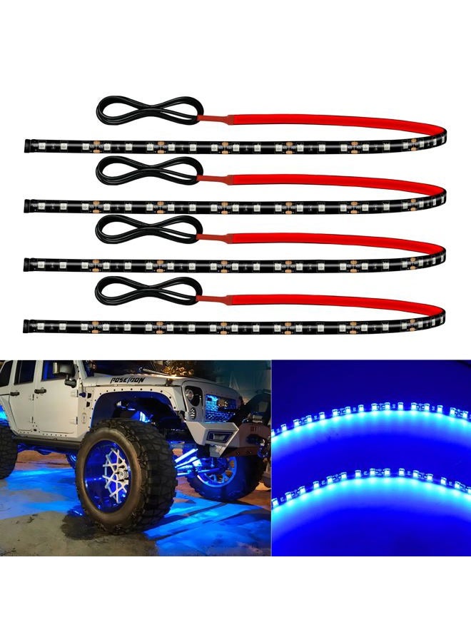 Miisiya 12V Led Light Strip Connectable 24Inch Blue Led Strip Lights for Car Golf Cart Motorcycle Boat Truck Cabinet Waterproof Led Light Strip,4Pack - Image 1