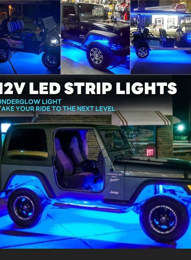 Miisiya 12V Led Light Strip Connectable 24Inch Blue Led Strip Lights for Car Golf Cart Motorcycle Boat Truck Cabinet Waterproof Led Light Strip,4Pack - Image 5