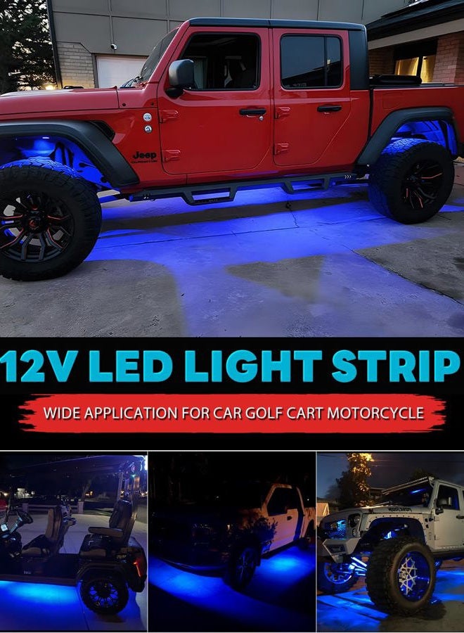 Miisiya 12V Led Light Strip Connectable 24Inch Blue Led Strip Lights for Car Golf Cart Motorcycle Boat Truck Cabinet Waterproof Led Light Strip,4Pack - Image 4