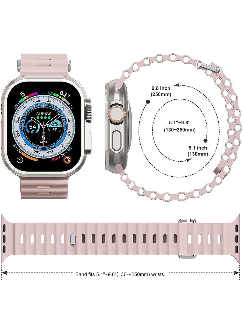 Color Fans - Soft Silicone Ocean Sports Strap Compatible Apple Watch 41mm 40mm 38mm for Men Women, Adjustible Watch Band for Apple Watch SE/Series 9/8/7/6/5/4/3/2/1 - Pink Sand - Image 1