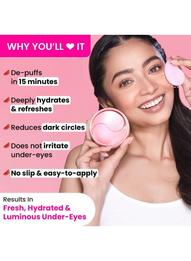 Dot & Key Watermelon Cooling Hydrogel Eye Patches | With Hyaluronic & Niacinamide | Under Eye Patches For Dark Circles & Puffiness Reduction | Instantly Hydrates, Cools & De-Puffs | 60 Patches, Pink - Image 2