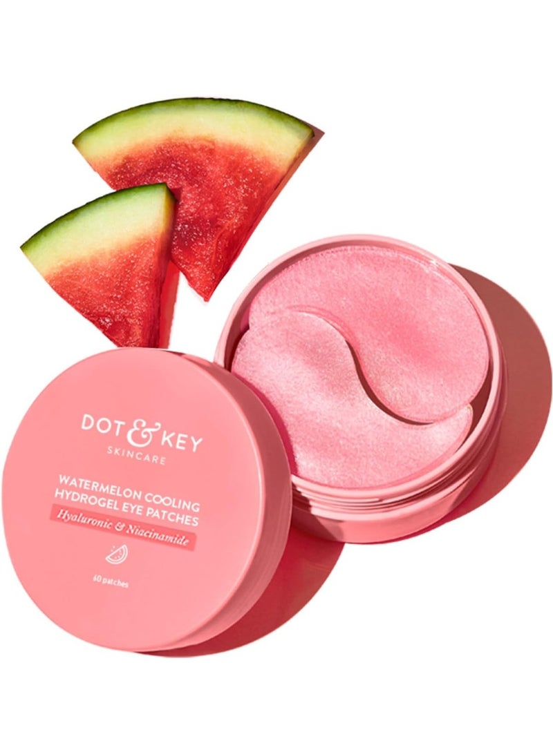 Dot & Key Watermelon Cooling Hydrogel Eye Patches | With Hyaluronic & Niacinamide | Under Eye Patches For Dark Circles & Puffiness Reduction | Instantly Hydrates, Cools & De-Puffs | 60 Patches, Pink - Image 1