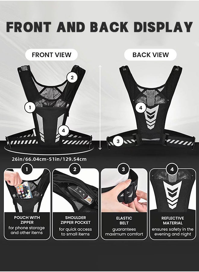 UETEEY Running Vest Phone Holder,Reflective Running Vest, High Visibility Running Gear with Large Pocket,Reflective Hydration Vest Train Free Workout Gear,Adjustable Waistband  - Image 5