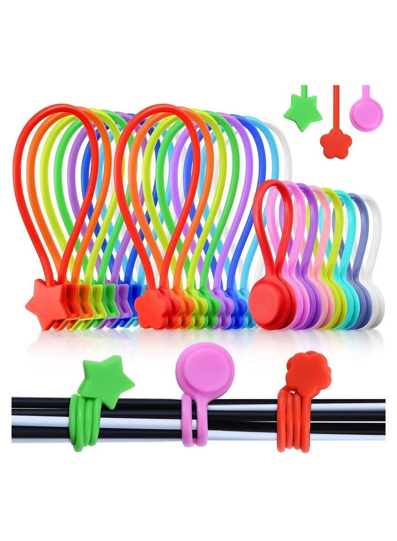 Y&D 32 Pieces Cable Management Ties Reusable Cord Clips Magnet Straps for Bundling, Organizing, Holding Wire to Fridge  - Image 1