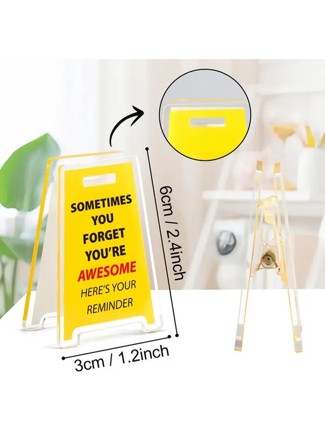 Retro Humorous Acrylic Desk Sign Sometimes You Forget Youre Awesome Yellow Office Decor - Image 3