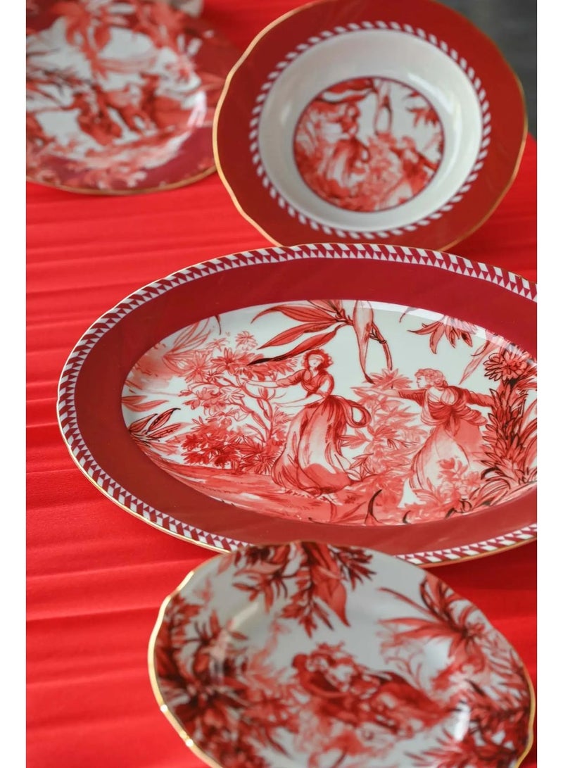 Baci milano Porcelain Dinner Set 20 Pieces for 6 Persons – Le Rouge Collection, Elegant Red Porcelain Plates, Tableware, Dinnerware, Dining, Kitchen, Home, Gift, Italian Design by Baci Milano - Image 5