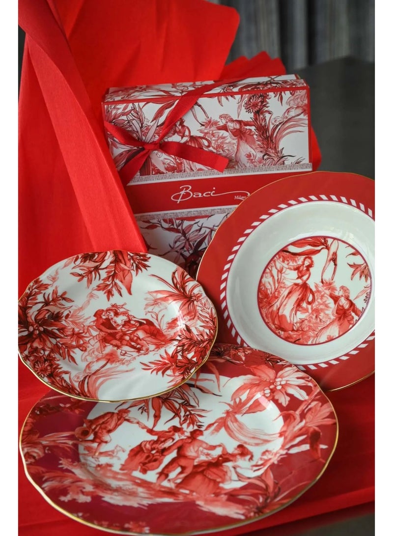 Baci milano Porcelain Dinner Set 20 Pieces for 6 Persons – Le Rouge Collection, Elegant Red Porcelain Plates, Tableware, Dinnerware, Dining, Kitchen, Home, Gift, Italian Design by Baci Milano - Image 3