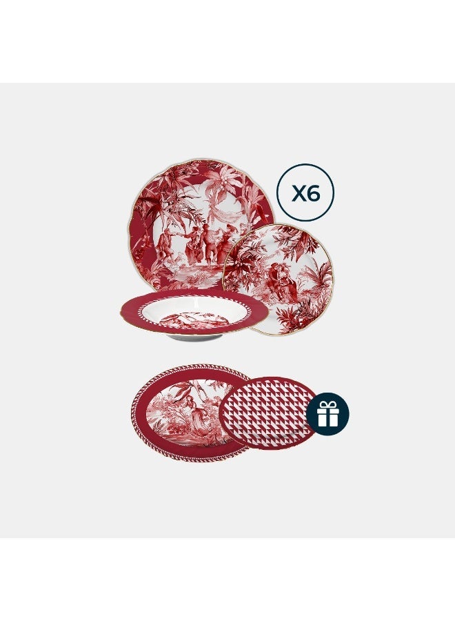 Baci milano Porcelain Dinner Set 20 Pieces for 6 Persons – Le Rouge Collection, Elegant Red Porcelain Plates, Tableware, Dinnerware, Dining, Kitchen, Home, Gift, Italian Design by Baci Milano - Image 1