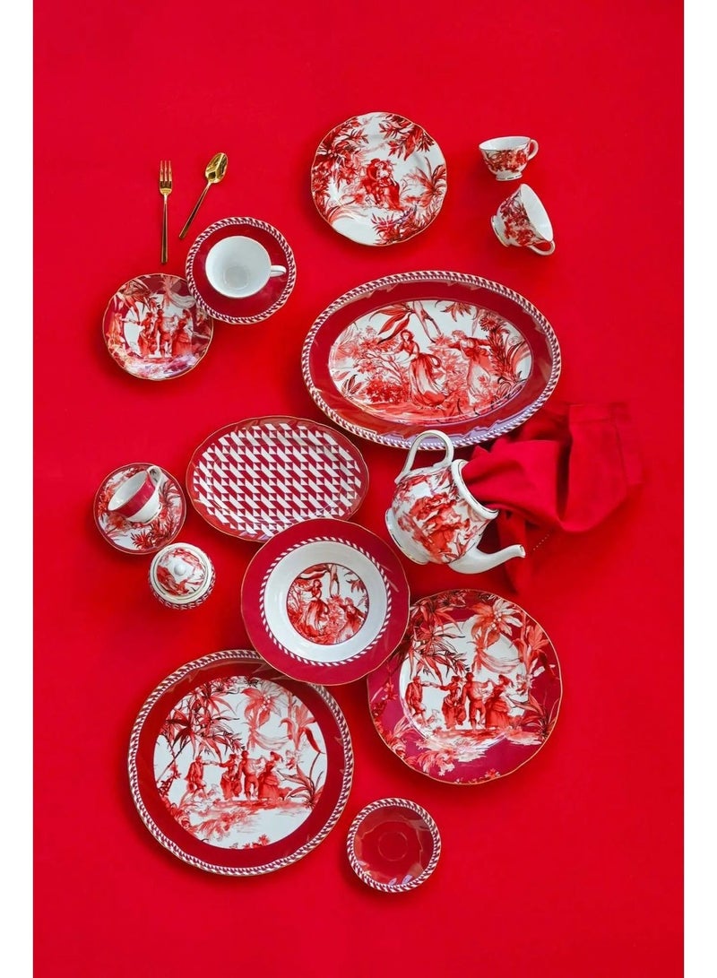 Baci milano Porcelain Dinner Set 20 Pieces for 6 Persons – Le Rouge Collection, Elegant Red Porcelain Plates, Tableware, Dinnerware, Dining, Kitchen, Home, Gift, Italian Design by Baci Milano - Image 2
