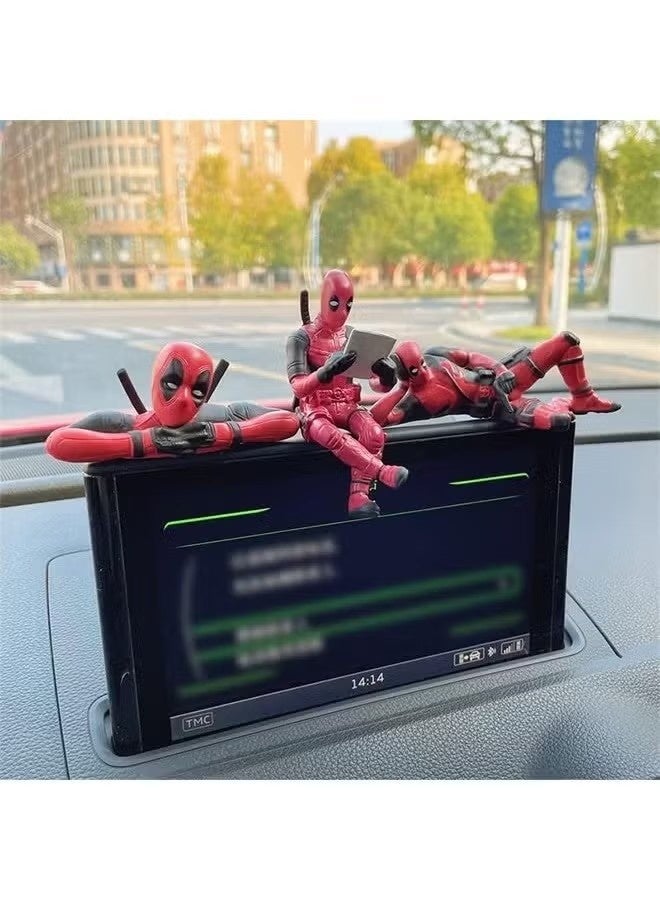 JIMATOR 3Pcs Funny Anime Car Pendant, Reading Deadpool Ornaments, Auto Rearview Mirror Decoration Car Accessories, Gifts, Car Interior Decor - Image 4