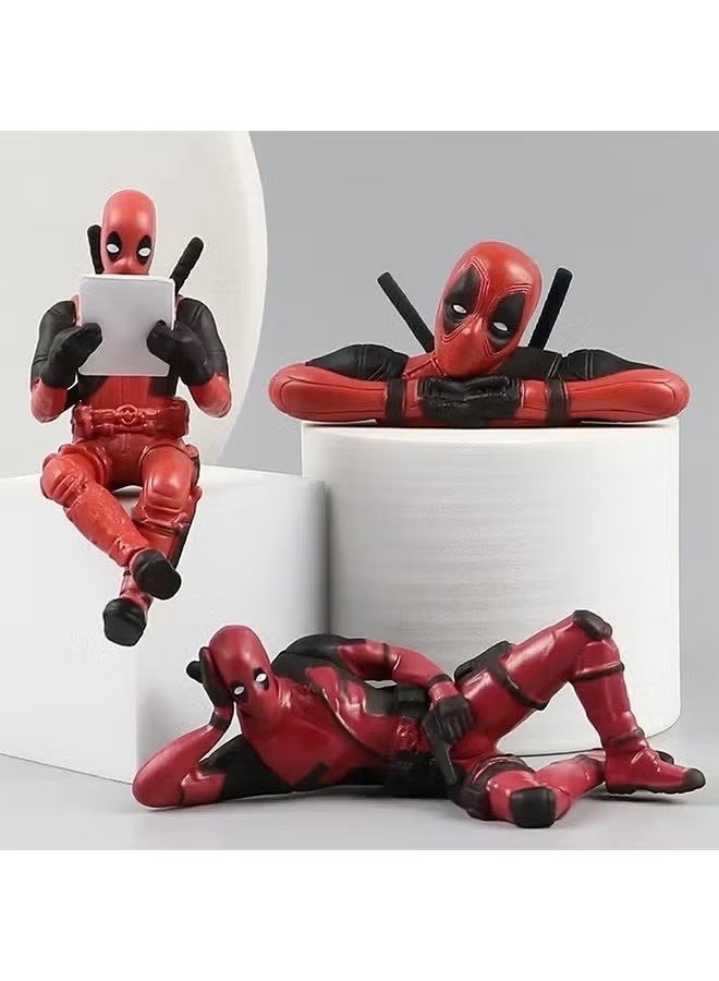 JIMATOR 3Pcs Funny Anime Car Pendant, Reading Deadpool Ornaments, Auto Rearview Mirror Decoration Car Accessories, Gifts, Car Interior Decor - Image 2