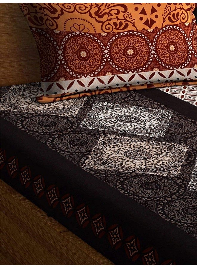 Fashion String 144 TC Microfibre Brown Single Bedsheet with 1 Pillow Cover - Image 2