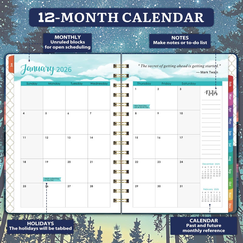 Coboll Planner 2026-2027 - Planner 2026 Weekly and Monthly from January - December, Calendar Planners with Colorful Tabs, Inner Pocket, 6.4" x 8.5" - Image 4