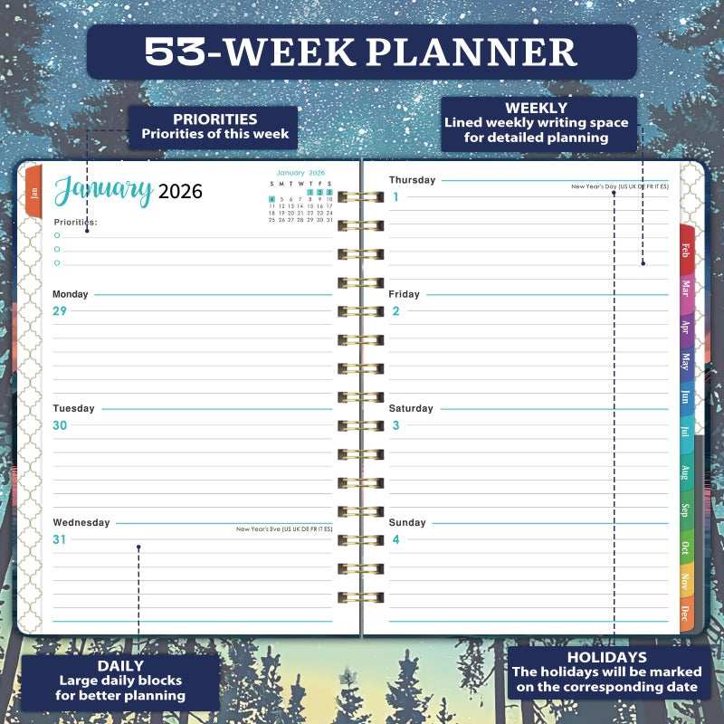 Coboll Planner 2026-2027 - Planner 2026 Weekly and Monthly from January - December, Calendar Planners with Colorful Tabs, Inner Pocket, 6.4" x 8.5" - Image 5
