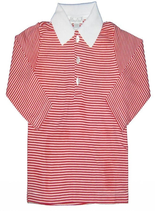 Kissy Kissy Baby-Boy Infants Essentials Long Sleeve Striped Polo Shirt-Red-0-3 Months